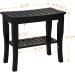Bamboo Shower Bench & Stool Waterproof - Wood Shower Bench with Storage Shelf for Inside Shower(Black) Black 18.9"x18.11"x9.96" - Buy Online on GoSupps.com