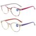 Vevesmundo anti Blue light women reading glasses Blue light filter Flowers Vintage Plastic Far View Reading Help glasses+1.0 +1.5 +2.0 +2.5 +3.5 +4.0 2 pieces of reading glasses (purple+pink) 3.0 x