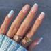 Sethexy Valentine's Day French Short Square False Nails Love Heart Press on Nails Glossy Fake Nails 24Pcs Acrylic Stick on Nail Tips Baby Blue Love