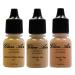 Set of Three (3) Airbrush Makeup Foundations Satin S7 Warm Golden Beige S8 Summer Tan S9 Sunset Tan Water-based Makeup Long Lasting All Day Without Smearing Running Fading or Caking 0.25 Oz Bottle By Glam Air