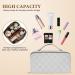 Aucuu Large Capacity Travel Cosmetic Bag for Women Girls PU Leather Waterproof Layered Storage Makeup Bag with Handle Portable Travel Organizer (Checkered White) #14 White-14 - Buy Online on GoSupps.com