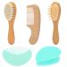 Goat Baby Hair Brush Set  Wooden Comb Massage Scalp Comb  Safe Natural Hair Care Kit  Soft Silicone Bath Brush for Newborns Toddlers (Brush Set+ Green Massager)