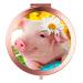 pzicase Compact Mirror Round Rose Gold Makeup Mirror Folding Mini Pocket Mirror Portable Hand Mirror Double Sided with 2 x 1x Magnification for Woman Mother Kids Great Gift (Flower Pig)