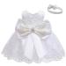 LZH Baby Girls Princess Dress Bowknot Birthday Party Tutu Formal Flower Dress Lace Christening Wedding with Headwear 8348-white 18-24 Months