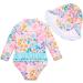 Bonverano Baby Girls Long Sleeve Swimsuit UPF 50+ Sun Protection 9-12 Months Pink Blue - Buy Online on GoSupps.com