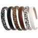 Leopard Print Headbands for Women Girls 2cm Wide Headband PU Solid Hairband Hair Hoops Hair Accessories 6 pack (Leopard)