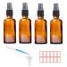 Braunglas spray bottle 4x50ml glass empty atomizer fine fog bottle bottle-fillable perfume duster with funnel and label sticker for make-up water travel fluid 4x50ml brown
