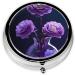 Purple Beauty Butterfly Mini Round Pill Box - 3 Compartment Travel Organizer for Medicine | Portable Pill Case for Home & Office - Buy Online on GoSupps.com