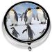 Penguin Printed Mini Round Pill Box 3 Compartment Organizer for Travel Home & Office | Portable Medicine Case - Buy Online on GoSupps.com