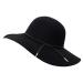 Bienvenu Women's Wide Brim Wool Ribbon Band Floppy Hat Braided Band_black