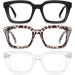 IBOANN Blue Light Glasses 3 Pack - Anti Eye Strain Computer Gaming Eyeglasses for Women & Men - Fashion Oversized Square Frame (Light Black, Leopard, Transparent) - Buy Online on GoSupps.com