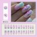 Shop 24Pcs Marble Pattern Medium Square Press-On Nails - Reusable French Fake Nails for Women | Glossy Coffin Design - Buy Online on GoSupps.com