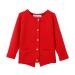 SMILING PINKER Toddler Girls Knit Cardigan Soft Warm Sweaters with Pockets 6 Years Red