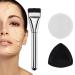 Cosmetic Applicator - Thin Brushes with Sponge Tip and High Makeup Brush Sets Base Brush Super Slim Foundation Brush with Flat Head and Sponge Blending Brush for Liquid Fo