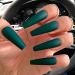 Outyua Matte Super Long False Nails Green Coffin Ballerina Extra Long Press on Nails Acrylic Designer Fake Nails Acrylic Full Cover Nails 24Pcs (Dark Green)