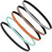 URAQT Sports Headband 5Pcs Multiple Colour Thin Hairbands Non-Slip Elastic Yoga Headbands for Women Girls Athletic Fitness Sweat Headbands for Workout Running Cycling Workout Football 5pcs-thin/B