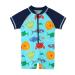 HUAANIUE Baby Boys Swimsuit Hat Short Sleeve One Piece Swimwear Zip Rash Guard Sun Protection Wetsuit Cap UPF 50+ 6M-4Y Swimming Hat Bathing Beachwear 3-4 Years 01 Bluesealife Swimwear