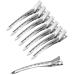 24 pieces duck bill hair clips hairdressing metal clamps combi clip hair clips hair clips for girls women alligator curl hair clips with holes 3.3 inches silver