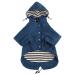Minezi hundred coat with zipper and reflective buttons rain/waterproof adjustable shoulder strap removable hood keeps the dog clean and neatly dark blue-m medium (chest: 49-58cm) dark blue
