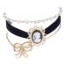 Fantastic Deal Jewellery Set Kit With 3 Charming Retro Style Bracelets/Bangles Including White Pearls Bow Tie Shape With Golden Chain And Black Wristband With Cameo By VAGA