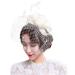FakeFace fascinator hats with spring flower hair clip hair accessory mains hatcher tea party wedding church hair jewelry headdress headgear for women beige