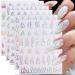 Dornail 6 Sheets Aurora Nail Stickers Holographic Laser Flame Nail Decals 3D Self Adhesive Nail Art Stickers Silver Fire Flame Nail Sticker DIY Nail Design Nail Art Decoration Nail Supplies