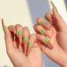 Bohen Long Coffin False Nails - Glossy Green Ballerina Press-On Nails for Women & Girls | 24 Pcs Party Set - Buy Online on GoSupps.com