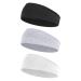 WLLHYF 3 Pcs Yoga Headbands Stretch Head Band Non-Slip Head Wraps Soft Cotton Fabric Sweat Hairbands Workout Pilates Running Sport Headband for Women Girls Black  White  Gray