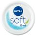 NIVEA Soft 3-in-1 Multi-Use Moisturizing Cream (1 x 50ml), Face, Body and Hand Cream for Intense Hydration, Multi-Use Moisturizing Cream