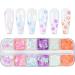 Floral Nail Art Sequins Set - 12 Grids Fluorescent 3D Glitter Flakes for Women DIY Nail Decoration - Mermaid Color Butterfly and Flowers Design - Acrylic Nail Supplies - Buy Online on GoSupps.com