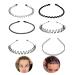 6 pieces of shaft metal headband unisex non-slip elastic headband wave hair ripe men women several styles suitable for sports fitness daily make-up (black)