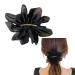 scicent Hair Clips Solid Black Color Flower Hairpin French Barrette with Soft Chiffon Fabric for Women Girls Hair Barrettes Accessories Black 5107