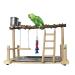 Parrots Playground Bird Perch Gym Playpen with Ladder Swings Feeding Cups for Parakeets African Grey Conures Cockatiel Cage Accessories Exercise Toys (Prickly ash Wood)