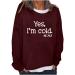 Ganfancp Women's Crewneck Sweatshirt Winter Lightweight Loose Long Sleeve Pullover Merry Christmas I'm Cold Print Blouse Top Red Women Tops 30 Large