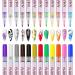 12 Color 3D Fluorescent Nail Art Pens Set Forhome Nail Point Graffiti Dotting Pen Drawing Painting Liner Brush for DIY Nail Art Beauty Adorn Manicure Tools