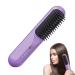 Hot Comb Straightener - Cordless Hair Straightener Brush | USB Rechargeable Hair Straightening Brush | Flat Iron Comb with 3D Comb Tooth & 3 Temps Anti-Scald for Soft Frizzy Dry Hair Purple