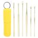 Ear Wax Removal Tool 6 PCS Ear Wax Cleaner Tool Set Ear Wax Removal Ear Pick Earwax Removal Kit Ear Cleansing Tool Set Reusable Ear Cleaner Portable Earwax Removal Cleaner Set with Storage(Yellow)