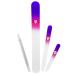 Manicure Pedicure Glass Nail File Set  Glass Files & Cuticle Trimmer for Gentle Precision Filing - Bona Fide Beauty Genuine Czech Glass Violet/ Magenta