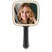 MIRRORNOVA Hand Mirror with Light  3 Adjustable Lights Make-up Mirror with Handle  Square  Black  6.2 x 11 x 0.5 inch