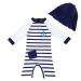 upandfast Baby Boy Swimwear Infant One Piece Zip Swimsuit UPF 50+ Sun Protection Toddler Bathing Suit with Sun Hat 3-6 Months Navy Stripe
