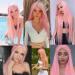 Xiweiya Long Silky Straight Pink Hair Wig - Synthetic Lace Front Wig for Women | Heat Resistant Fiber Middle Part Cosplay Ready - Buy Online on GoSupps.com