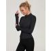 IECCP Women's Gym T-Shirt - Long Sleeve Yoga Crop Top with Half Zipper & Thumb Hole - Lightweight Fitness Shirt - Black - Buy Online on GoSupps.com