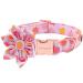 Aring Pet dog collar with flower dog collar with removable flower adjustable & beautiful Halloween pink pumpkin hedgehown band with metal buckle XS pink