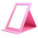 Mouyor Portable Folding Vanity Mirror Desktop Folding Mirror with Adjustable PU Leather Stand-Pink