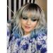 Shop Noble Blue Wigs - 12 Curly Bob with Air Bangs | Heat-Resistant Synthetic Silver Blue Wig for Women - Buy Online on GoSupps.com