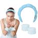 Spa Headband for Women Sponge Puffy Makeup Headband for Skincare Skincare Headband with Wristbands Terry Towel Cloth Fabric Head Band Facial Makeup Hair Wrap Blue