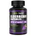 ECO-TASTE Elderberry Capsules with Zinc & Vitamin C - 120 Capsules  Sambucus Elderberries for Immune Support  Skin Health - Veggie Caps