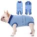 Convinite recovery suit for dogs dogbody after op castration breathable wound protection suits for male/bitches dogs one -divider attached with the help of push buttons alternative neck rope blue XS XS blue
