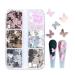 Woration 6 Grids Metallic Butterfly Glitters Nail Art Sequin Ornament Nail Art DIY Decorations Sparkle Colorful Confetti Holographic Butterflies Shape Flakes Accessories Style D