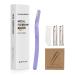Metal Eyebrow Razors Eye Brow Trimmer for Women Face - Dermaplaning Tool Professional Shaper with Comfortable Handle and Two Free Replacement Blades (Purple)